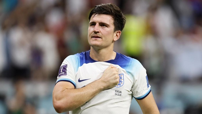AL KHOR, QATAR - DECEMBER 04: Harry McGuire of England celebrates after the FIFA World Cup Qatar 2022 Round of 16 match between England and Senegal at Al Bayt Stadium on December 4, 2022 in Al Khor, Qatar. (Photo by Richard Sellers/Getty Images)