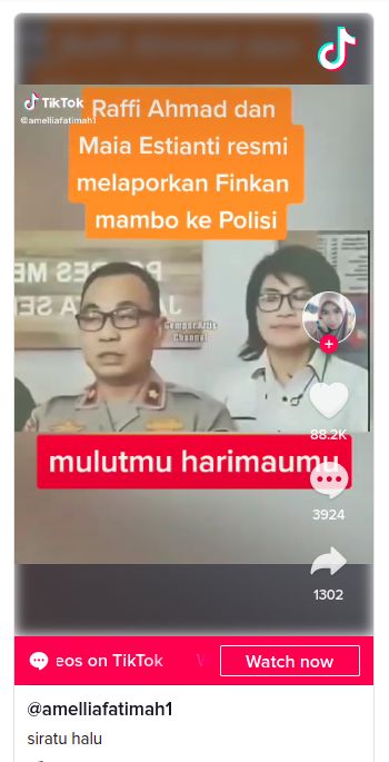 Video TikTok yang sebut Pinkan mambo dilaporkan ke polisi