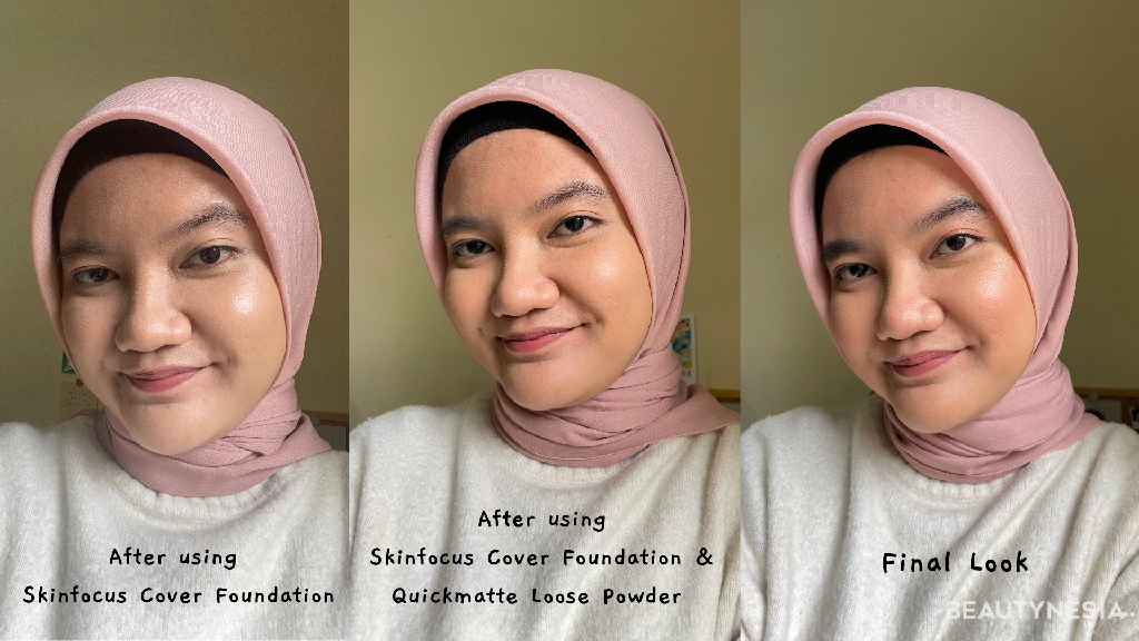 Review Pemakaian Skinfocus Cover Foundation dan Quickmatte Loose Powder