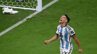 Argentina memimpin 1-0 di babak pertama lewat gol Nahuel Molina. Franck Fife/AFP.