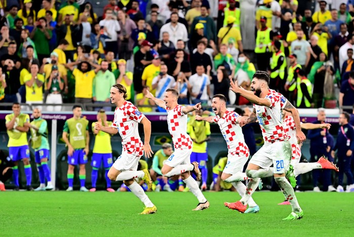 09 December 2022, Qatar, Al-Rajjan: Soccer: World Cup, Croatia - Brazil, final round, quarterfinal, Education City Stadium. Croatias coach Zlatko Dalic gestures. Photo: Robert Michael/dpa (Photo by Robert Michael/picture alliance via Getty Images)