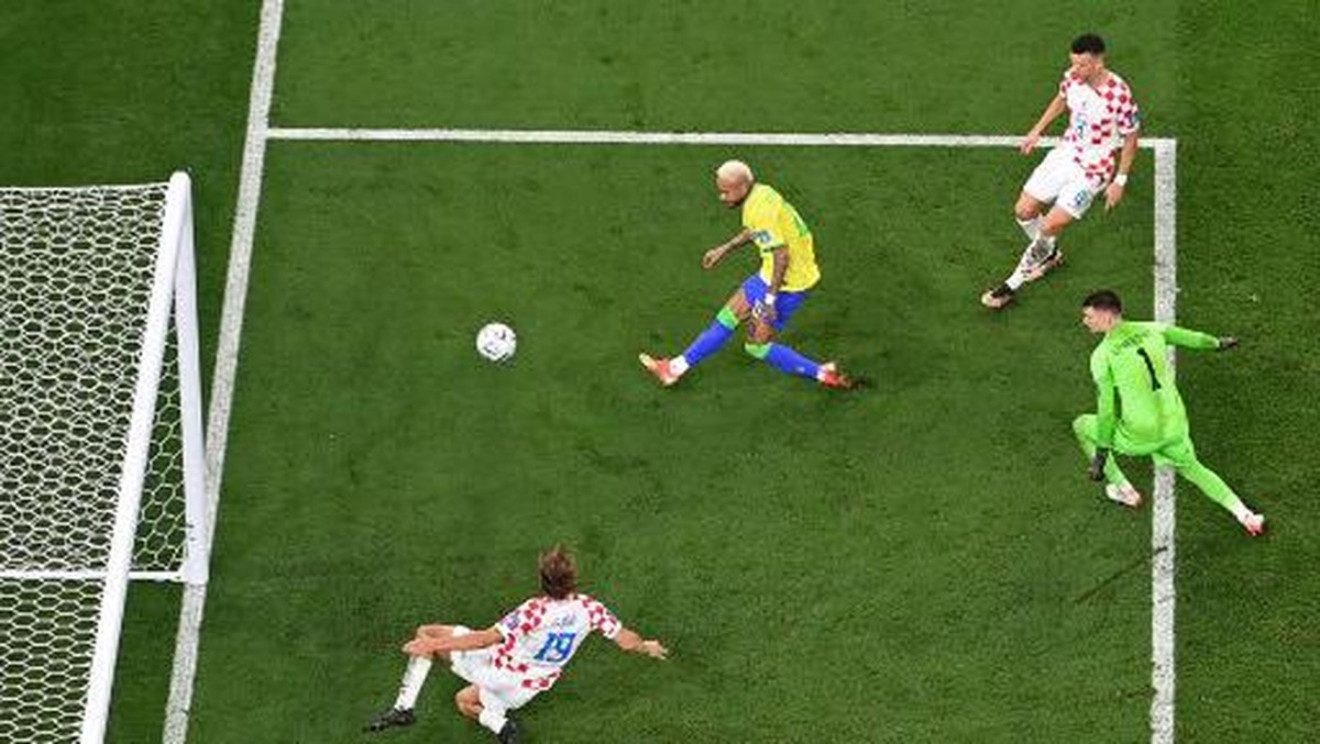 Kroasia vs Brasil di extra time I. (Foto: AFP/JEWEL SAMAD)