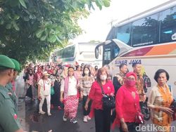 Jelang Tasyakuran Kaesang-Erina, Massa Relawan Jokowi Tiba di Mangkunegaran