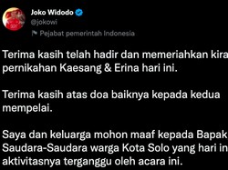 Jokowi: Terima Kasih Doa Terbaiknya untuk Kedua Mempelai