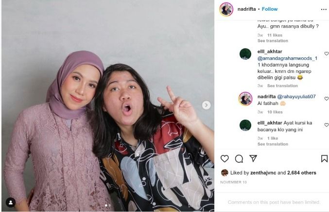 Unggahan Instagram Nadya Arifta.