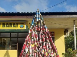 Knalpot Racing Sitaan Polisi di Sulut Dirangkai Jadi Pohon Natal