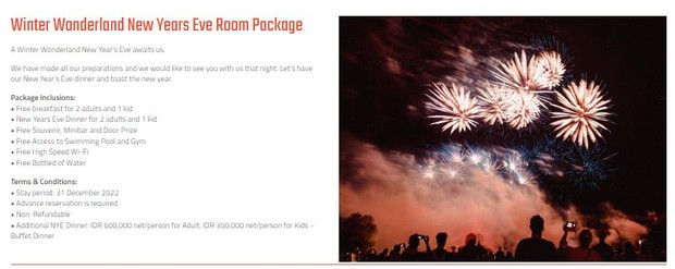 New year package Swiss-bell Dago/ foto: Website/ Swiss-bell Resort Dago web post