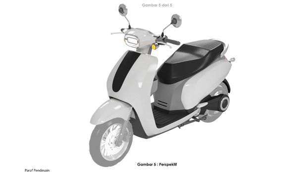 Gambar paten Skuter listrik mini Gesits.
