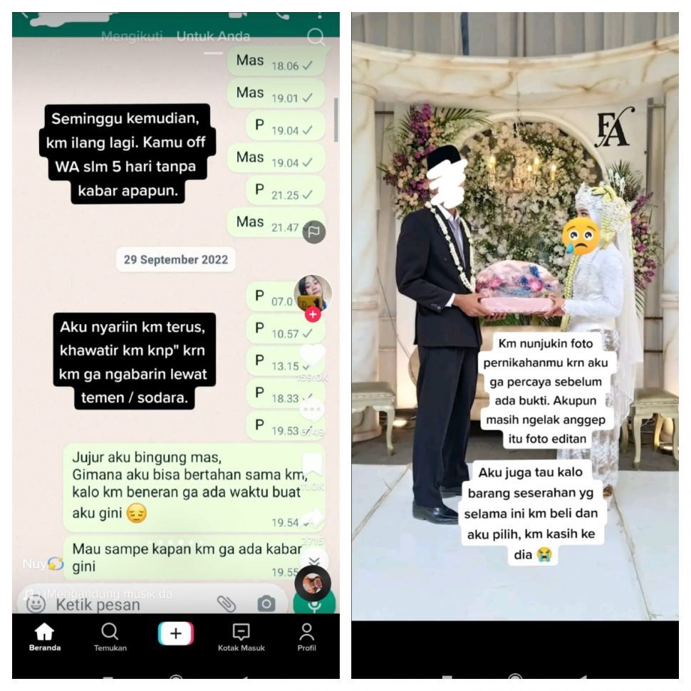 Viral video TikTok wanita ditinggal kekasihnya menikah.