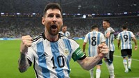 Lionel Messi sudah terlibat dalam 19 gol di Piala Dunia (11 gol, 8 assist). Dia menyamai catata terbaik yang sebelumnya ditorehkan oleh Miroslav Klose, Ronaldo, dan Gerd Mueller. (Dan Mullan/Getty Images)  