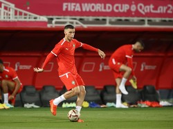 Di waktu yang sama timnas Maroko juga menggelar sesi latihan sebelum laga semifinal melawan Prancis. (Robert Cianflone/Getty Images)