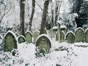 Penampakan Kuburan yang Diselimuti Salju di London