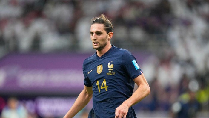 AL KHOR, QATAR - DECEMBER 10: Adrien Rabiot of France looks on during the FIFA World Cup Qatar 2022 quarter final match between England and France at Al Bayt Stadium on December 10, 2022 in Al Khor, Qatar. (Photo by Ulrik Pedersen/DeFodi Images via Getty Images)