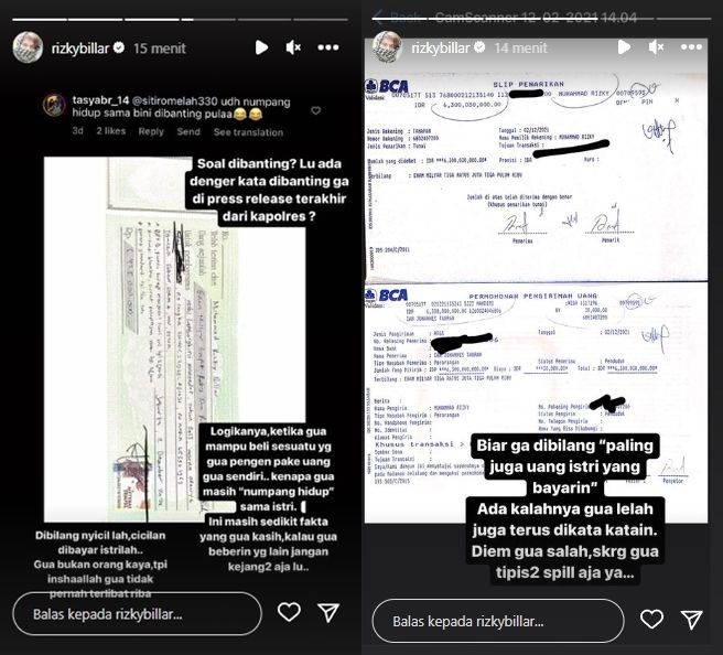 Instagram Stories Rizky Billar
