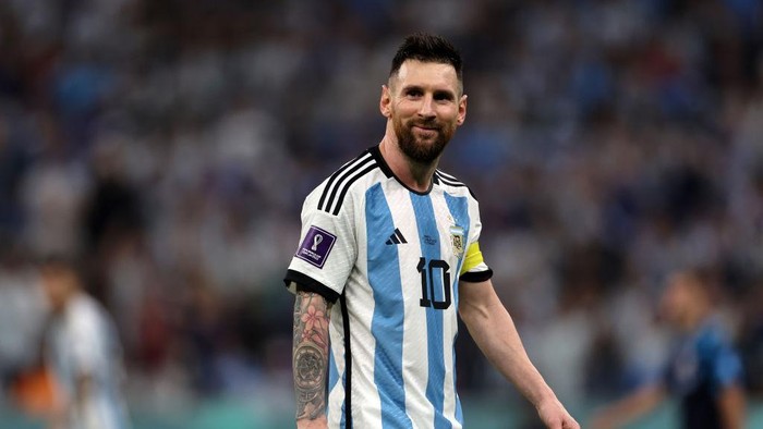 LUSAIL CITY, QATAR - DECEMBER 13: Lionel Messi of Argentina celebrate during the FIFA World Cup Qatar 2022 semi final match between Argentina and Croatia at Lusail Stadium on December 13, 2022 in Lusail City, Qatar. (Photo by Maryam Majd ATPImages/Getty Images)