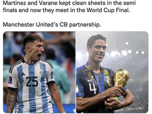 Fans MU Bingung Dukung Varane atau Martinez di Final Piala Dunia