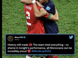 Yang lolos ke final Piala Dunia 2022 adalah Prancis. Maroko tersingkir, tapi tetap sangat layak mengundang sanjungan. Foto: dok. Twitter