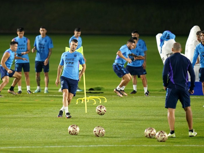 Argentina during a training session at Qatar University Training Site 3 in Doha, Qatar. Picture date: Thursday December 15, 2022. (Photo by Adam Davy/PA Images via Getty Images)