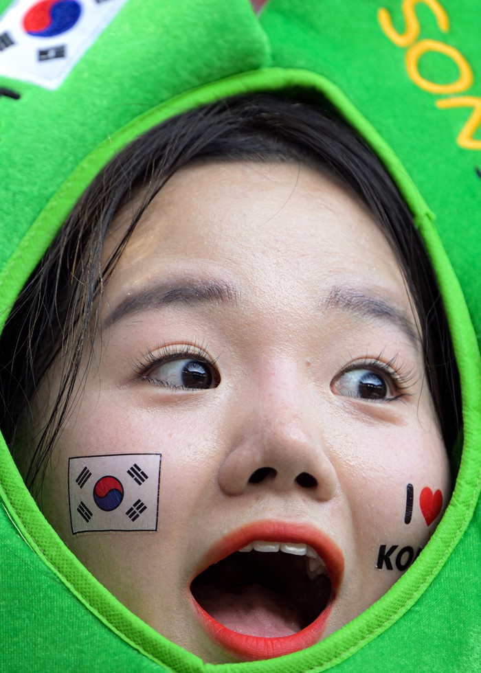 QATAR - NOVEMBER 28: A girl fan of South Korea in the stands during FIFA World Cup 2022 in Qatar on November 28, 2022. (Photo by Salih Zeki Fazlioglu/Anadolu Agency via Getty Images)