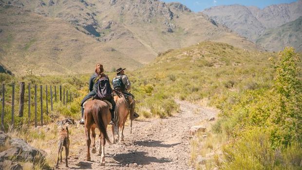 Mendoza, Argentina - January 3rd, 2013: Horseback riding in Patagonia. Horseback riding is an essential aspect of the gaucho culture and tradition