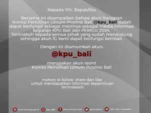 3 Pekan Diretas Hacker, Akun Instagram KPU Bali Sudah Pulih 3 Pekan Diretas Hacker, Akun Instagram KPU Bali Sudah Pulih
