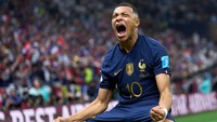 Mbappe selebrasi usai mencetak gol pertama untuk timnya di laga melawan Argentina. Juan Luis Diaz/Getty Images/Quality Sport Images