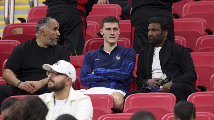 AL KHOR, QATAR - DECEMBER 14: Benjamin Pavard of France following the FIFA World Cup Qatar 2022 semifinal match between France and Morocco at Al Bayt Stadium on December 14, 2022 in Al Khor, Qatar. (Photo by Jean Catuffe/Getty Images)