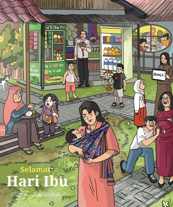 Al Nahyan Tampil Bersinglet di Poster Ucapan 'Selamat Hari Ibu' Jokowi (Instagram Jokowi)