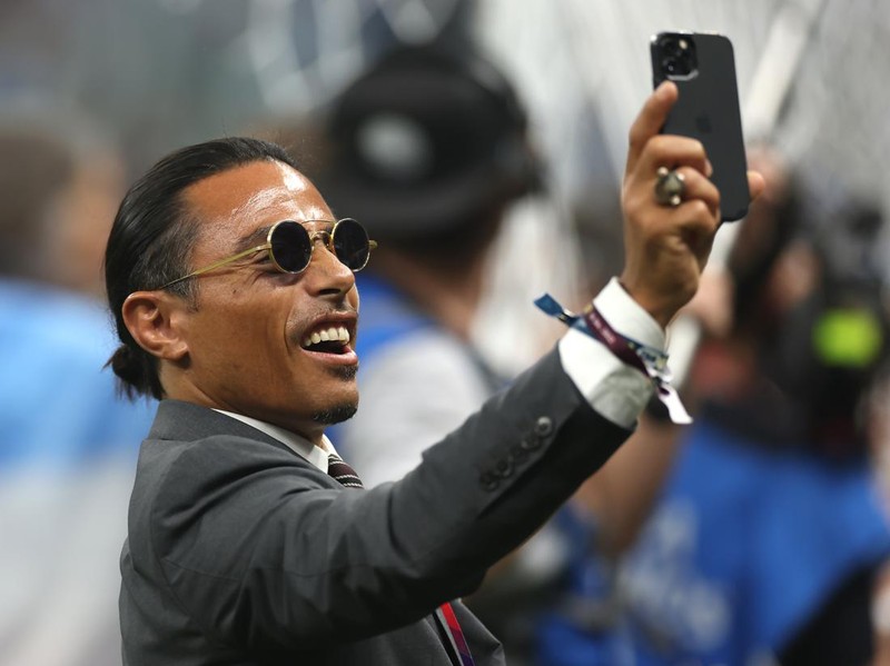 LUSAIL CITY, QATAR - DECEMBER 18: Nusret Goekce, nicknamed Salt Bae looks on after the FIFA World Cup Qatar 2022 Final match between Argentina and France at Lusail Stadium on December 18, 2022 in Lusail City, Qatar. (Photo by Lars Baron/Getty Images)