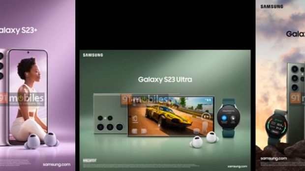 Berdasarkan poster promosi Samsung Galaxy S23, HP tersebut bakal mengusung signature pink dan hijau