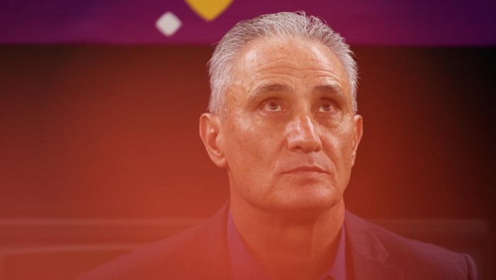 AL RAYYAN, QATAR - DECEMBER 09: Tite coach of Brazil looks on during the FIFA World Cup Qatar 2022 quarter final match between Croatia and Brazil at Education City Stadium on December 09, 2022 in Al Rayyan, Qatar. (Photo by Zhizhao Wu/Getty Images)