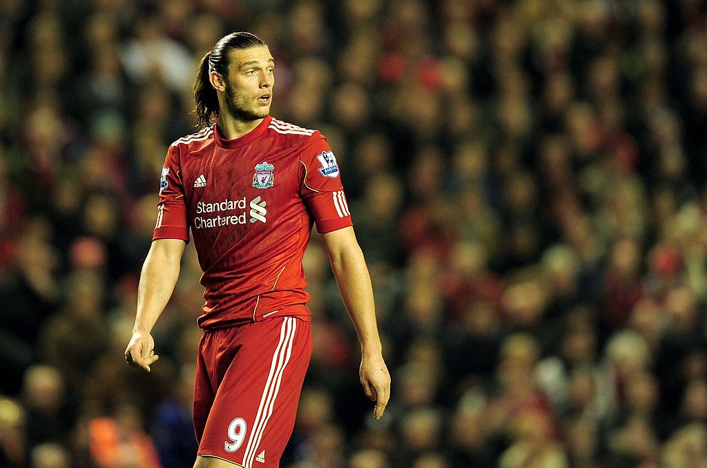 LIVERPOOL, ENGLAND - MARCH 13:  Andy Carroll of Liverpool looks on during the Barclays Premier League match between Liverpool and Everton at Anfield on March 13, 2012 in Liverpool, England.  (Photo by Jamie McDonald/Getty Images)