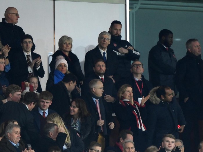 LONDON, ENGLAND - DECEMBER 26: Ex Arsenal manager Arsene Wenger watches on from the stands during the Premier League match between Arsenal FC and West Ham United at Emirates Stadium on December 26, 2022 in London, England. (Photo by Justin Setterfield/Getty Images)