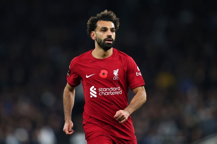 Mohamed Salah LONDON, ENGLAND - NOVEMBER 06: Mohamed Salah of Liverpool during the Premier League match between Tottenham Hotspur and Liverpool FC at Tottenham Hotspur Stadium on November 6, 2022 in London, United Kingdom. (Photo by Marc Atkins/Getty Images)