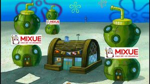Meme Kocak Mixue Buka Cabang Sampai Bikini Bottom