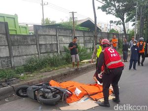 Biker Warga Surabaya Tewas Setelah Jatuh Lalu Terlindas Truk Trailer