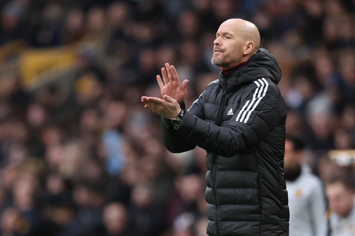 WOLVERHAMPTON, ENGLAND - DECEMBER 31: Erik Ten Hag the manager / head coach of Manchester United during the Premier League match between Wolverhampton Wanderers and Manchester United at Molineux on December 31, 2022 in Wolverhampton, United Kingdom. (Photo by Matthew Ashton - AMA/Getty Images)