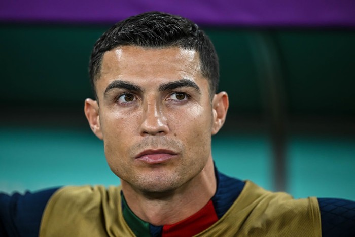 GLASGOW, SCOTLAND - DECEMBER 10: Cristiano Ronaldo of Portugal Looks on prior to the Friendly match between Rangers and Bayer Leverkusen at Ibrox Stadium on December 10, 2022 in Glasgow, Scotland. (Photo by Harry Langer/DeFodi Images via Getty Images)