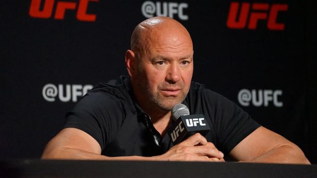 LAS VEGAS, NV  JULY 26: UFC president Dana White speaks to the media after week 1 of the Dana White Contender Series which took place at the UFC APEX  in Las Vegas, NV on Tuesday, July 26, 2022. (Photo by Amy Kaplan/Icon Sportswire via Getty Images)