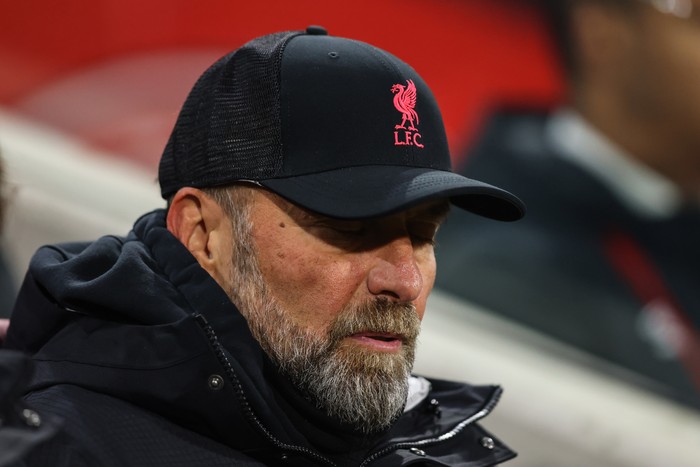 BRENTFORD, ENGLAND - JANUARY 02:  Jurgen Klopp manager of Liverpool during the Premier League match between Brentford FC and Liverpool FC at Brentford Community Stadium on January 2, 2023 in Brentford, United Kingdom. (Photo by Marc Atkins/Getty Images)