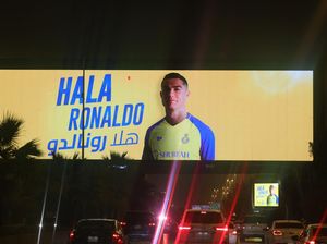 Sambut Sang Bintang, Wajah Ronaldo Hiasi Kota Riyadh