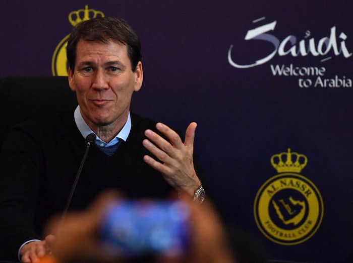 Al-Nassr's French coach Rudi Garcia attends a press conference at the Mrsool Park Stadium in the Saudi capital Riyadh on January 3, 2023, ahead of the unveiling ceremony of Cristiano Ronaldo. (Photo by AFP) (Photo by -/AFP via Getty Images)