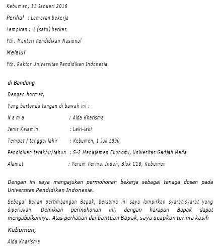 Contoh Surat Lamaran Kerja Universitas.