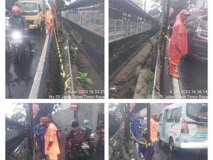 Tanggul Pinggir Kali di Dekat Stasiun Tebet Longsor Saat Hujan Deras