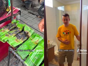 Jajan Makanan Indonesia di Kaki Lima, Bule Ini Perutnya Langsung Mules