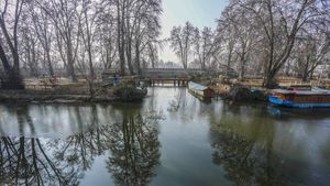 Musim Dingin Bikin Danau Dal di Srinagar Membeku, Begini Potretnya
