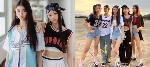 Gaya NewJeans Memakai Sports Jearsey/Foto: soompi.com Gaya dari Girl Group NewJeans yang Cocok untuk OOTD