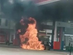 Motor Tanki Modifikasi Terbakar saat Isi BBM Pertalite di Sumsel