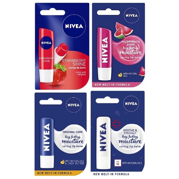 NIVEA Caring Lip Balm SPF berguna untuk melembapkan bibir dan mencerahkan warna bibir