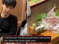 Makan Sashimi, Netizen Ini Tak Tega Lihat Ikan Masih Bergerak